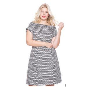 Eloquii Jacquard Boatneck Fit and Flare Dress